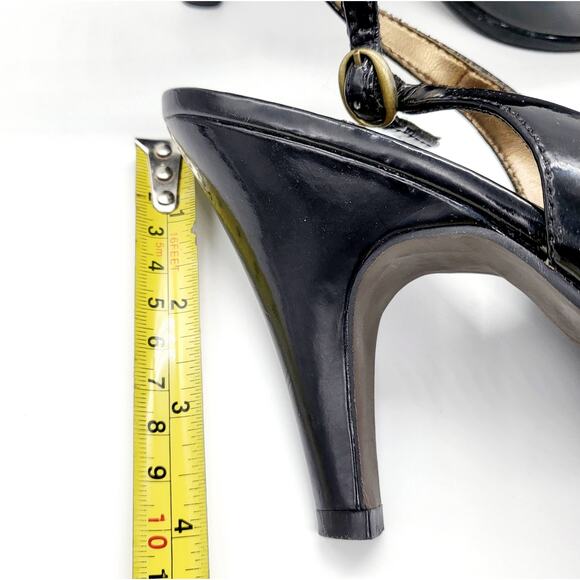 Y2K Madeline Stuart Stein Black Patent Leather Slingback Heels Women’s Size 8.5M - Picture 10 of 10